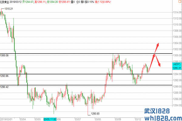 欧盘黄金依托1294看突破，原油反弹后中线空！